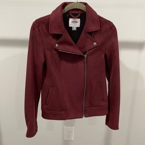 Burgundy suede-like xs moto jacket